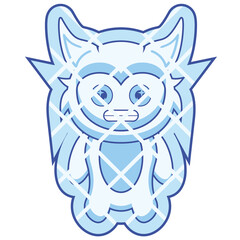 Cartoon illustration of cold and frozen yeti monster character