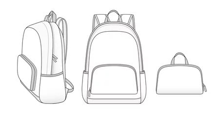 Foto op Plexiglas backpack with zipper pocket, schoolbag vector illustration sketch template © Belle's