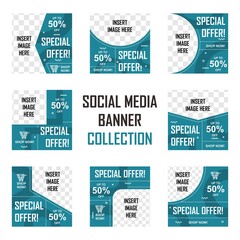 Social media banner design collection. Easy to edit with vector file. Can use for your creative content. Especially for marketing and advertising.