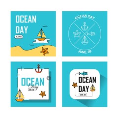 Ocean illustration set. Easy to edit with vector file. Can use for your creative content. Especially about ocean day campaign in this june.