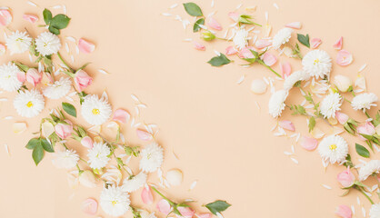 pink and white flowers on paper  background