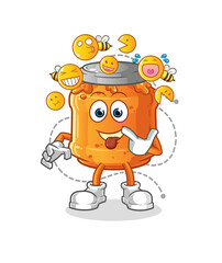 Obraz premium honey jam laugh and mock character. cartoon mascot vector