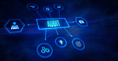 Internet, business, Technology and network concept.virtual screen of the future and sees the inscription: Audit