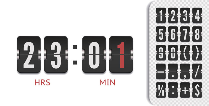 Editable text effect flip clock countdown time Vector Image