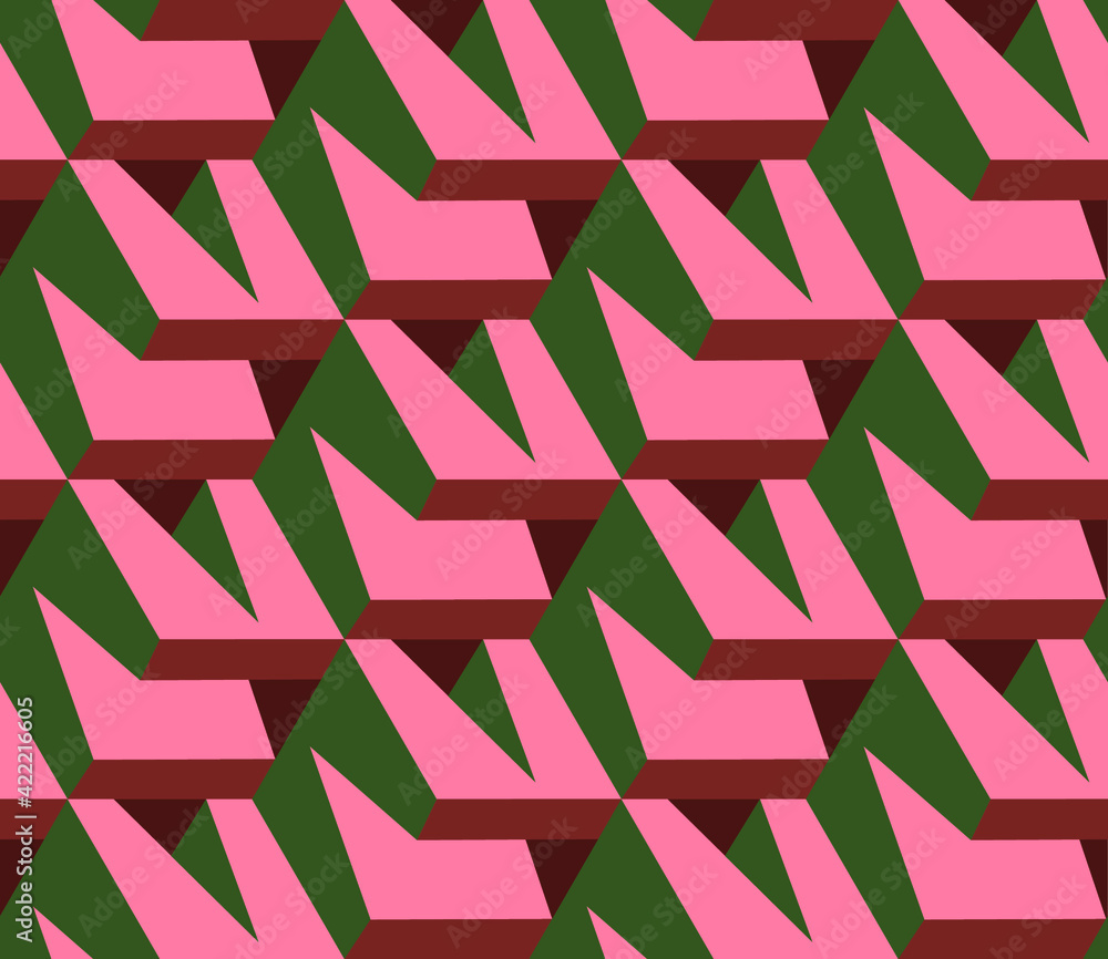 Poster spring seamless geometric pattern with the image of architecture, construction, blocks. vector desig