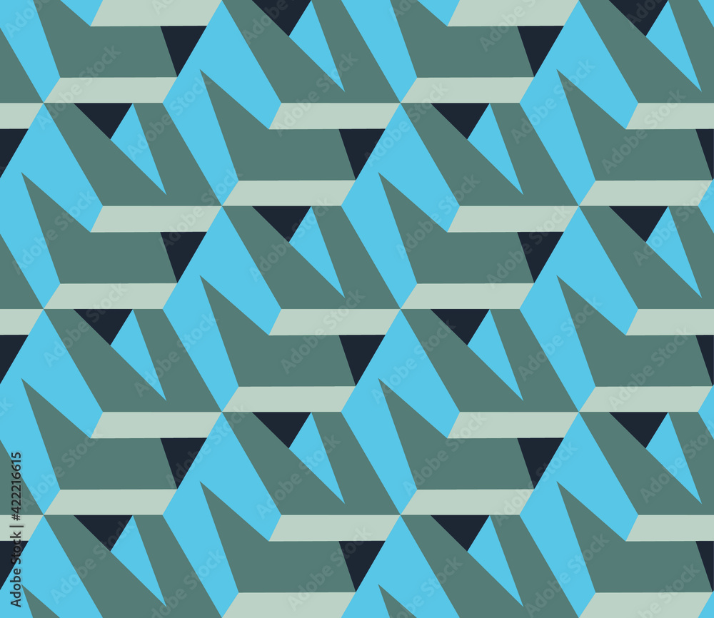 Poster spring seamless geometric pattern with the image of architecture, construction, blocks. vector desig
