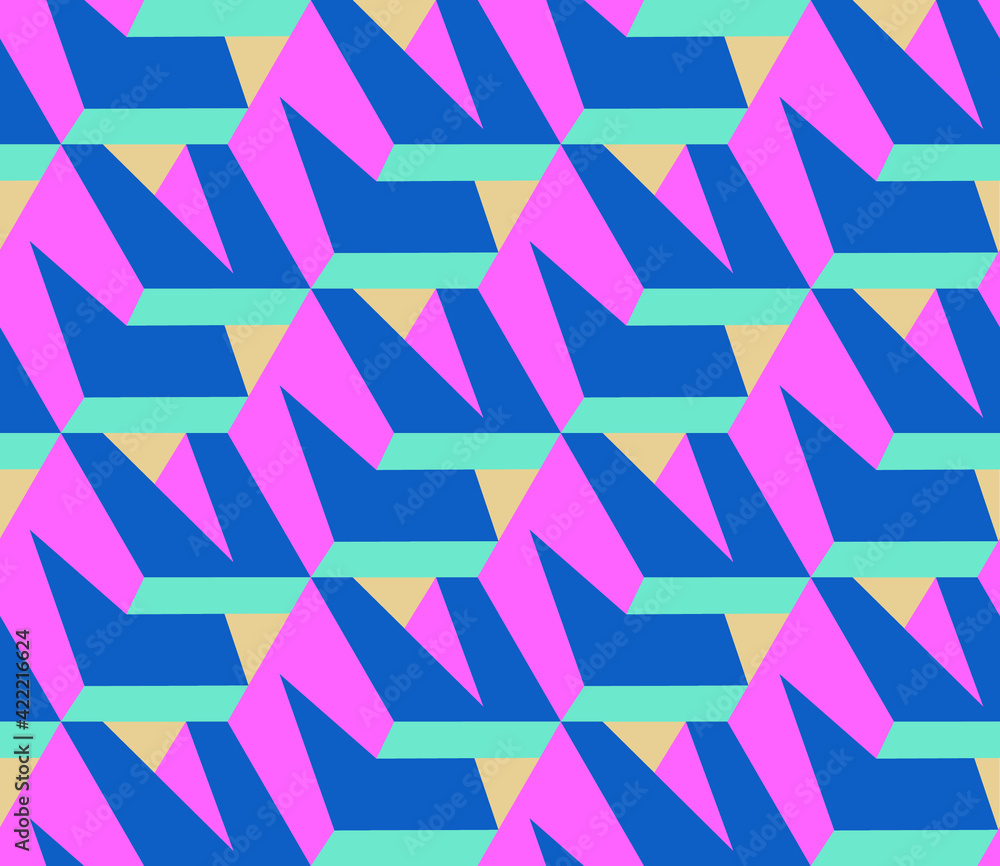 Poster spring seamless geometric pattern with the image of architecture, construction, blocks. vector desig