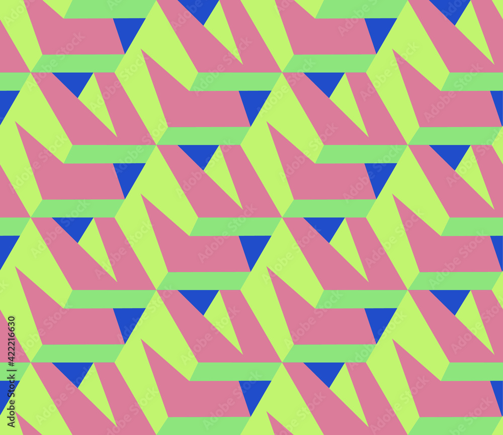 Poster spring seamless geometric pattern with the image of architecture, construction, blocks. vector desig