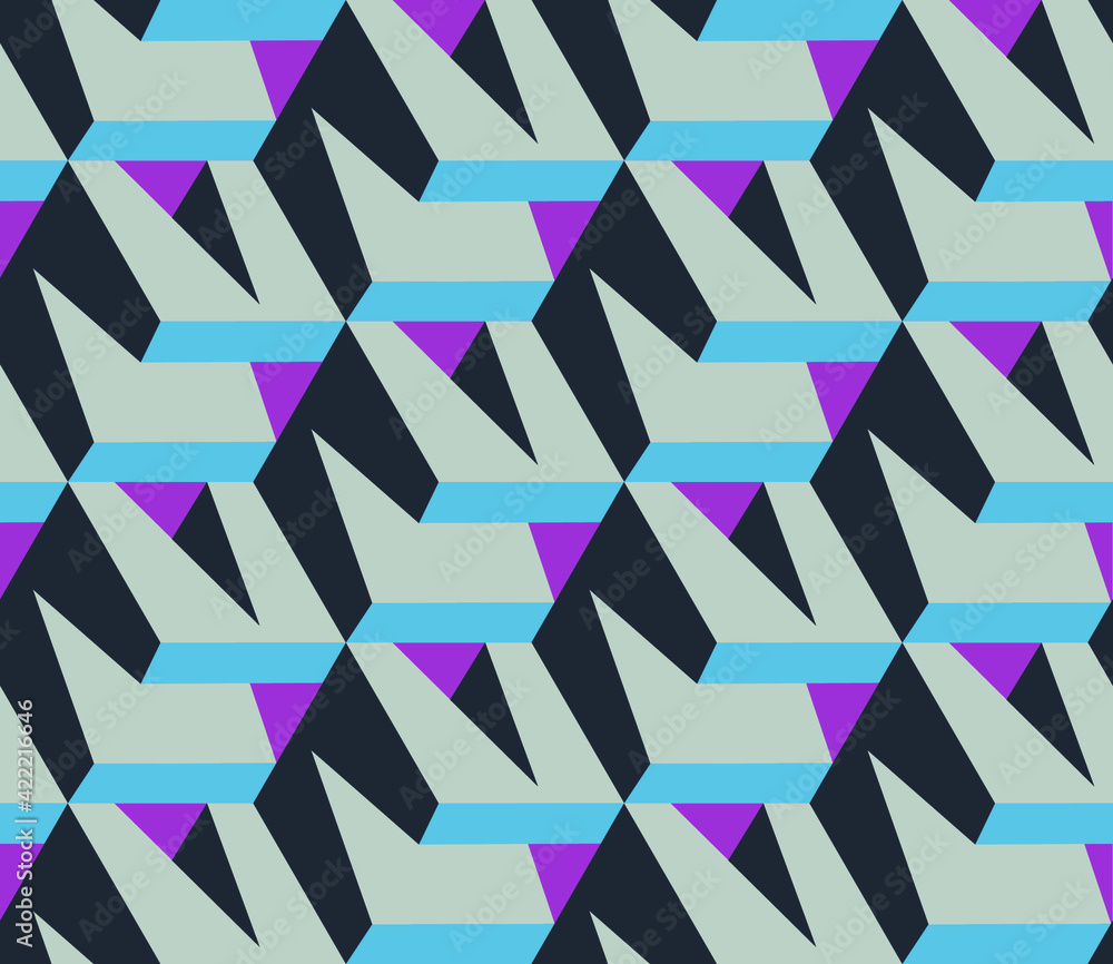 Poster spring seamless geometric pattern with the image of architecture, construction, blocks. vector desig