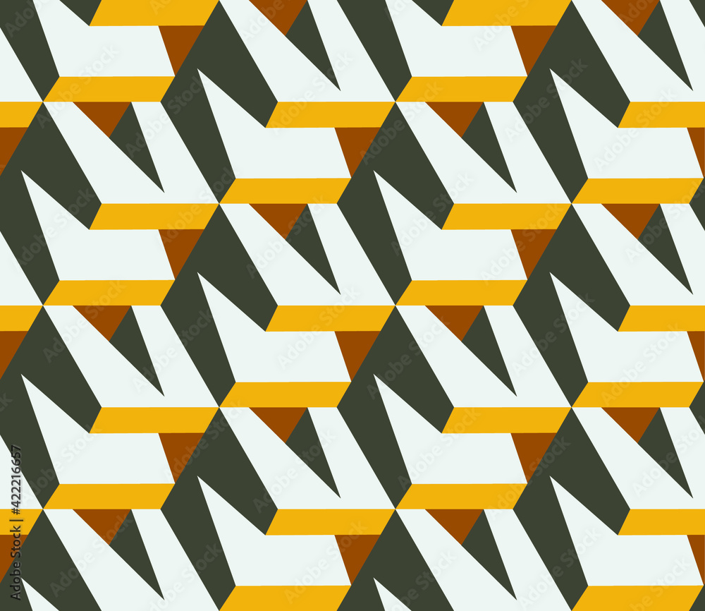 Poster spring seamless geometric pattern with the image of architecture, construction, blocks. vector desig