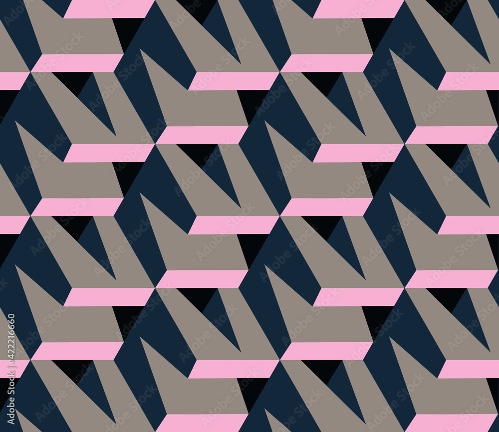 Poster spring seamless geometric pattern with the image of architecture, construction, blocks. vector desig