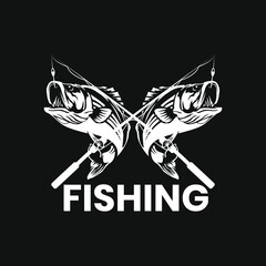 Fishing vector logo design illustration