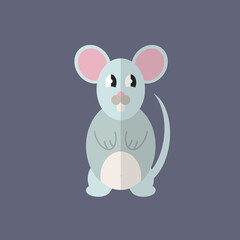Flat design style, mouse. Vector illustration.