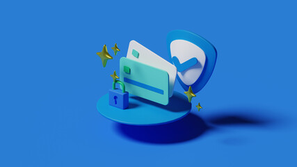 secure payment with credit card and debit card illustration 3d Render Premium Photo