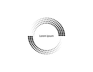 Halftone dots in circle form, logo. Vector illustration.