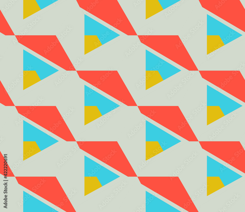 Poster spring seamless geometric pattern with the image of architecture, construction, blocks. vector desig