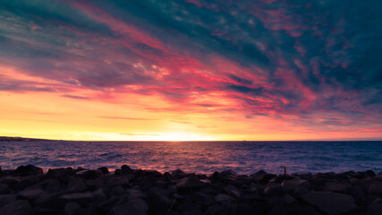 Fantastic and dramatic Sunrise at Lake Superior