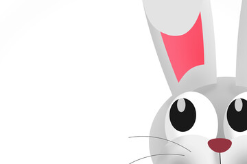 Cute Easter bunny on white background. Isolated. Copy space. Illustration 