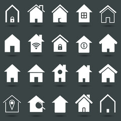 Set of home icon, Flat line shape of house vector illustration. 640x640 perfect pixels .