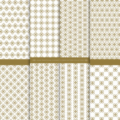 Golden circle geometric pattern collection. Asian traditional elegant flower abstract vector background. Pattern in swatches. 