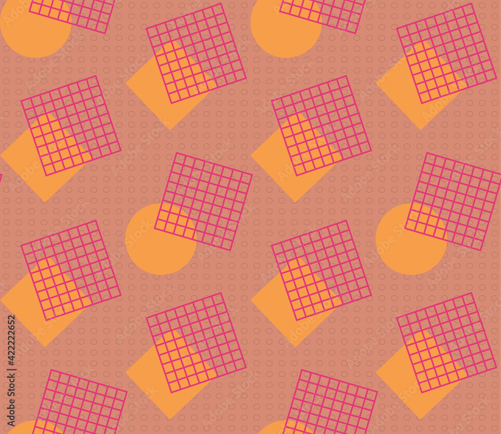 Poster spring seamless geometric pattern with the image of squares, grids, circles. vector design for web b