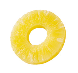 Pineapple slices placed on a white background