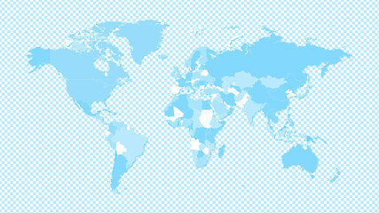 Fototapeta na wymiar World map on white background. World map template with continents, North and South America, Europe and Asia, Africa and Australia 