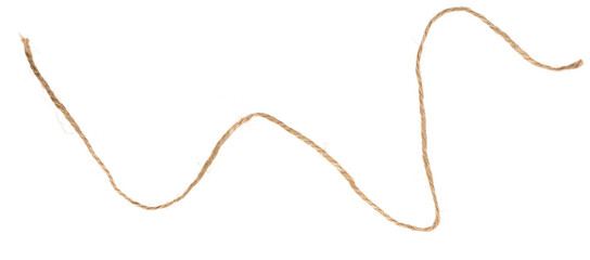 Piece of brown twine isolated on white background. rope