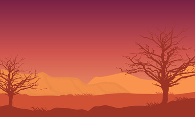 Naklejka na ściany i meble A beautiful view of the mountains under a magnificent twilight sky. Vector illustration