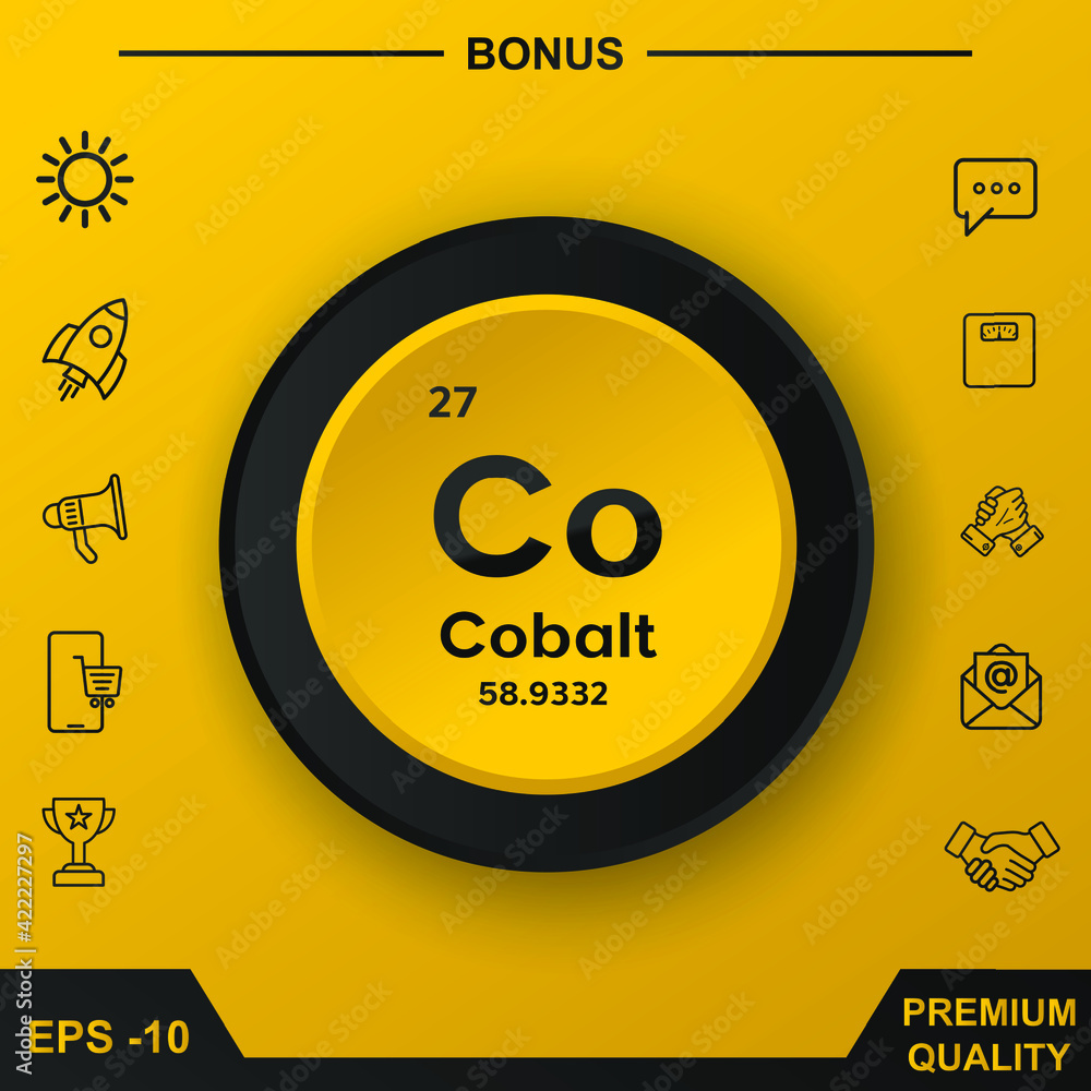 Poster cobalt symbol with yellow button
