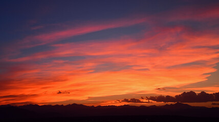 colorful summer  sunset  over the front range of the colorado rocky mountains, as seen from...
