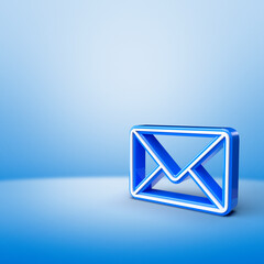 Mail 3d icon on light blue background, Business customer service and support online concept