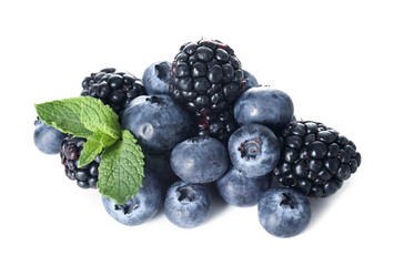 Fresh ripe berries on white background