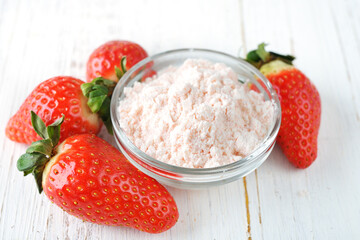 Protein powder with strawberry flavor