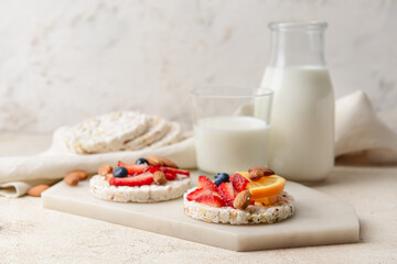 Composition with rice crackers on grunge background