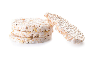Rice crackers on white background