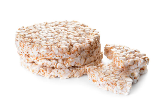 Rice crackers on white background