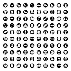 100 icons set clothing fashion vector dunderwear shopping clothes.