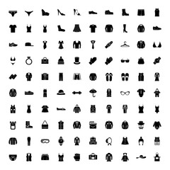 100 icons set clothing fashion vector dunderwear shopping clothes.