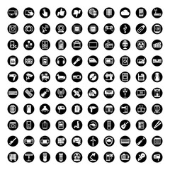 100 icon set technology electronic device and household.