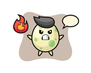 Spotted egg character cartoon with angry gesture