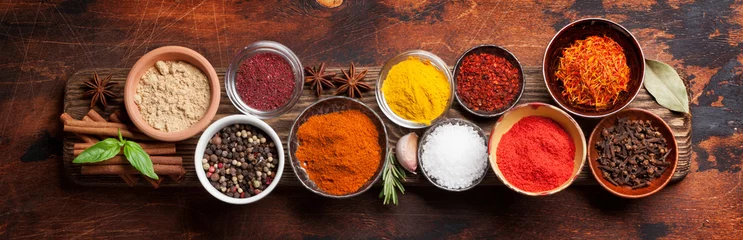 Zelfklevend Fotobehang Set van verschillende specerijen en kruiden © karandaev