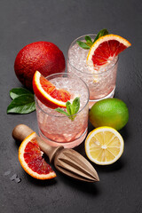 Fresh citrus lemonade with mint and crushed ice