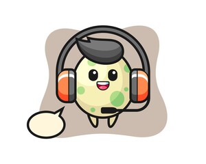 Cartoon mascot of spotted egg as a customer service