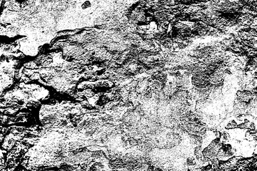 Old dark dirty crumbling grungy wall of ancient facade. Uneven messy pitted rot surface of fissured decor. Chipped daub of crannied retro fortress. Rusty grime decayed rustic dusty block for 3D design