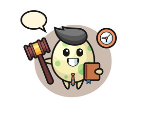 Mascot cartoon of spotted egg as a judge