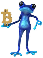 Fun blue frog - 3D Illustration