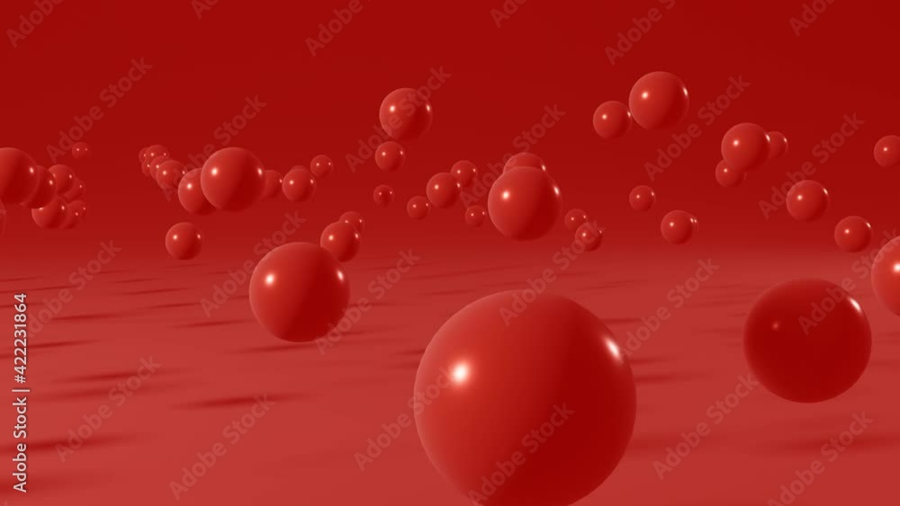 Poster red balls on a red background. minimal motion graphic seamless loop animation