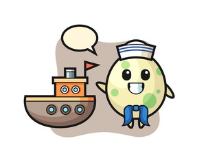 Character mascot of spotted egg as a sailor man