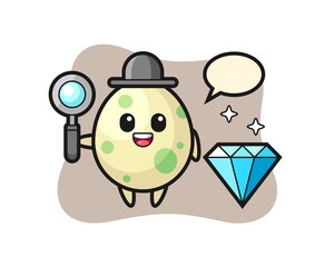 Illustration of spotted egg character with a diamond